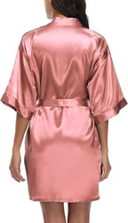 Giova Women's Satin Robe Bride & Bridesmaid Wedding Party Bathrobe Short Kimono Gown