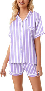 Girls & Womens Satin Pajamas Set, Silk Button-Down Sleepwear 2 Piece Nightwear, 3 Years - Women XXL