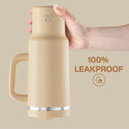 ENCOOL 40 oz Tumbler with Handle and Straw: Stainless Steel Insulated Tumbler Keeps Cold for 24 Hours, Leakproof Travel Cup Fits in Cup Holder and BPA-Free, Indian Khaki