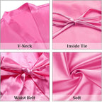 Women's Short Satin Robes Silky Bathrobe Bridesmaid Sleepwear for Wedding Party Getting Ready Solid Color