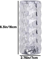 16 Colors Rose Rays Crystal Diamond Table Lamp, Touch Control Acrylic Column Light with Remote, Type-C Rechargeable, 360 Degree Transparent Shade for Bedroom Desk Décor (1, Small)