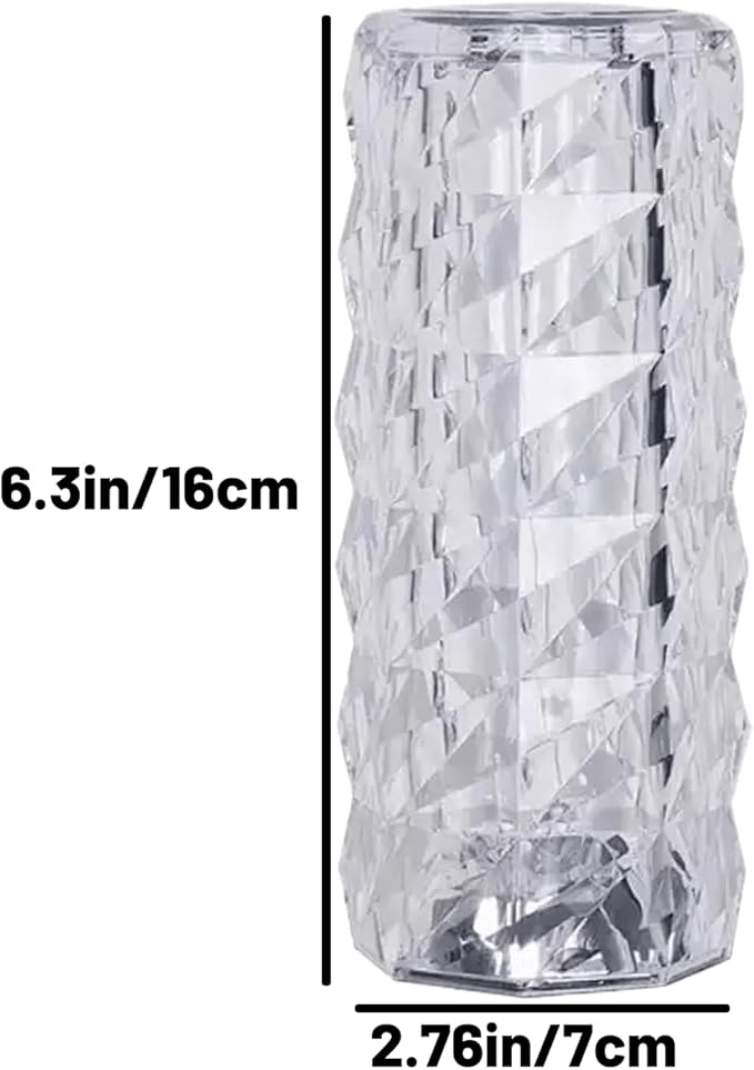 16 Colors Rose Rays Crystal Diamond Table Lamp, Touch Control Acrylic Column Light with Remote, Type-C Rechargeable, 360 Degree Transparent Shade for Bedroom Desk Décor (3, Small)