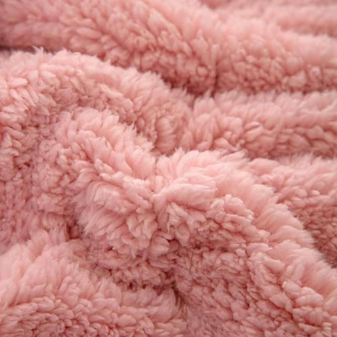 Sherpa 3lb Weighted Blanket for Adult, Both Sides Reversible Velvet Soft Plush Weighted Heavy Blanket for All Season Pink 36in*48in