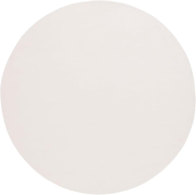 SAFAVIEH Washable Rug Faux Rabbit Fur Shag Collection - 4' Round, Beige, Slip Resistant & Easy Cleaning, Ideal for Living Room, Bedroom, Nursery, Foyer, Kids Playroom, Dining Space (FRF100B)