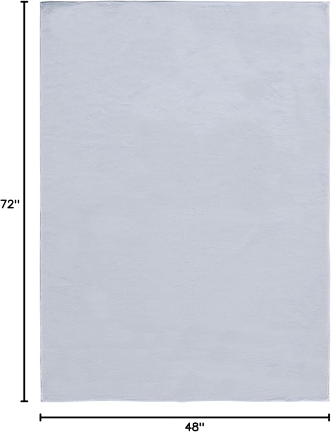 SAFAVIEH Washable Rug Faux Rabbit Fur Shag Collection - 4' x 6', Silver, Slip Resistant & Easy Cleaning, Ideal for Living Room, Bedroom, Nursery, Boys & Girls Kids Playroom, Dining Space (FRF976G)