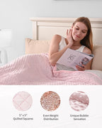 Mr. Sandman Weighted Blanket for Adults Queen, Minky Dots Heavy Blanket for Woman, Man Sleeping/Calm, Soft, Cozy and Cooling Weighted Throw Blankets, Machine Washable, 60 x 80in, 15 Pounds, Pink