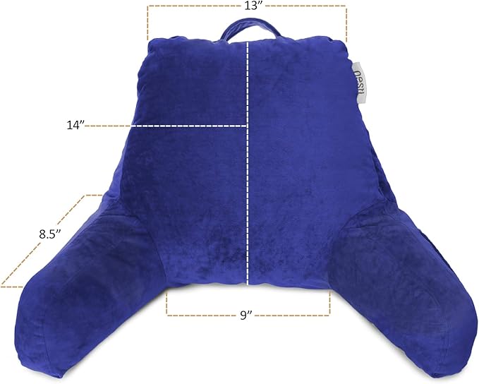 Clara Clark Reading Pillow for Kids & Teens with Shredded Memory Foam, Backrest Pillows for Reading, Watching, and Gaming Use on Couch, Bed, or Floor, Adjustable Support with Washable Cover Royal Blue