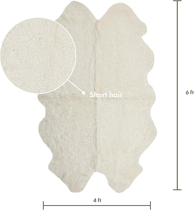 Nordic Sheep Real Sheepskin Rug 4x6 ft | Sheepskin Rugs for Living Room and Sofa | Large Bedside Rugs for Bedrooms is Breathable & Heat-regulating | Fluffy Rug in Color White