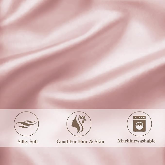 Vielit King Satin Pillowcase for Hair 2pc,Similar to Silk Pillow Cases,Easier Care Than Silk Pillowcase Gifts for Women Men,Coral,20x36 & Envelope Closure and 2 Satin Scrunchies