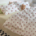 Nayoroom Red Cherry Duvet Cover Queen Size Cute Bow Duvet Cover 3 Pieces Soft Lightweight Microfiber Girls Aesthetic Dorm Bedding Set with Zipper Closure