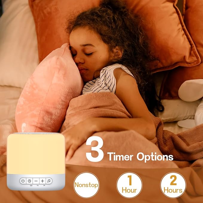 Easysleep White Noise Sound Machine with 30 Soothing Sounds 12 Night Light 32 Volume 3 Timers Portable Sleep Sound Machine for Office Travel Noise Canceling Lullaby & Rain Sound for Baby, Adults