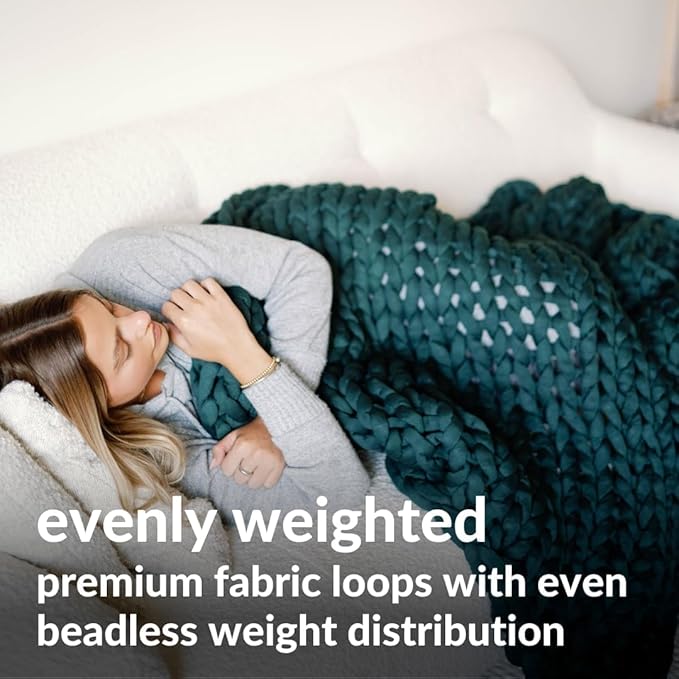 Nuzzie Original Knit Weighted Blanket - Breathable, Cooling, Hand Made Knit Throw Blanket for Sleep - Machine Washable, Stylish Decor Design (Forest Green, Queen | 22lbs | 60"x80")