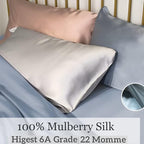 100% Mulberry Silk Pillowcase for Hair and Skin Made in USA, Real 22 Momme Silk Pillow Cases Queen, Not Satin Pillowcase, Anti Acne,Zipper Closure, 1 Pc 20"x30" (Queen, Blue Grey)