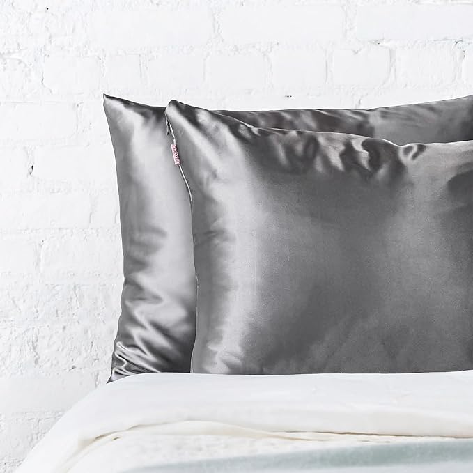 Kitsch Satin Pillowcase with Zipper for Hair & Skin - Softer Than Silk Pillow Cases, Smooth Cooling Satin Pillow Case, Wrinkle-Free, Machine Washable, King Size Satin Pillow Case 19x36, Charcoal, 2pc