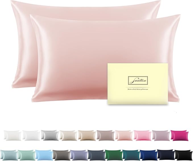 Silk Pillow Cases 2 Pack Soft Breathable and Sliky King Size Pillow Cases Set of 2,Natural Mulberry Silk Pillowcase Set of 2 for Hair and Skin with Hidden Zipper (Coral,20"X 36",2pcs)