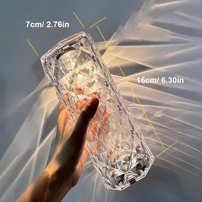 Can Switch 16 Colors Artificial Crystal Table Lamp RGB Color Changing Rose Diamond Design with Remote Control USB Charging Touch Sensor Ambient Lighting