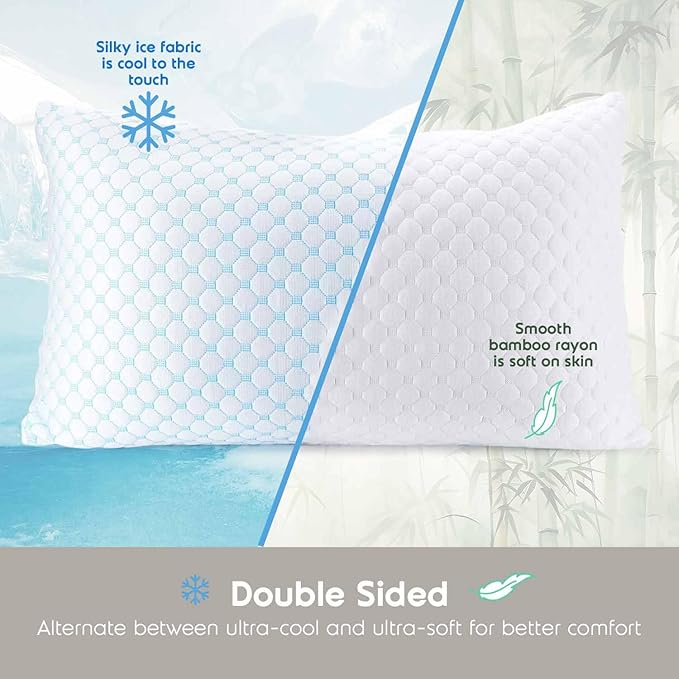 Nestl Cooling Body Pillow for Sleeping 1 Pack, Luxury Shredded Memory Foam Body Pillows, Adjustable Cold Gel Pillows for Hot Sleepers, Supportive Long Pillow for Bed Side Back Stomach Sleepers