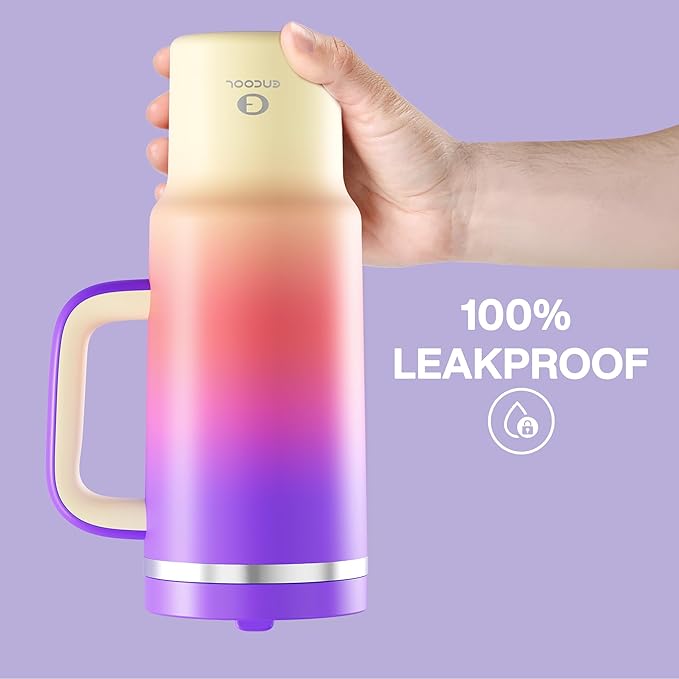 40 oz Tumbler with Handle and Straw: Stainless Steel Insulated Tumbler Keeps Cold for 24 Hours, Leakproof Travel Cup Fits in Cup Holder and BPA-Free, Peach Dream
