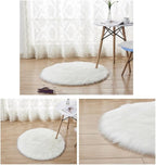 Faux Fur Round Area Rug Soft Fuzzy Carpet Fluffy Plush Mat Home Floor Decoration for Bedroom Living Room Bedside White 59inch