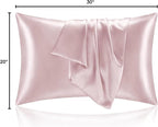BEDELITE Satin Pillowcase for Hair and Skin, Super Soft and Cooling Similar to Silk Pillow Cases 2 Pack with Envelope Closure, Gift for Women Men(20"x30" Queen Size, Lotus Pink)