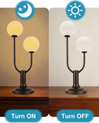 Lightdot Globe Table Lamp for Bedroom Mid Century Modern Black Small Desk Lamp Dimmable 3000K Warmwhite Nightstands Lamp Bedside Table Lamp for Living Room Home Office(G9 Bulbs Included)