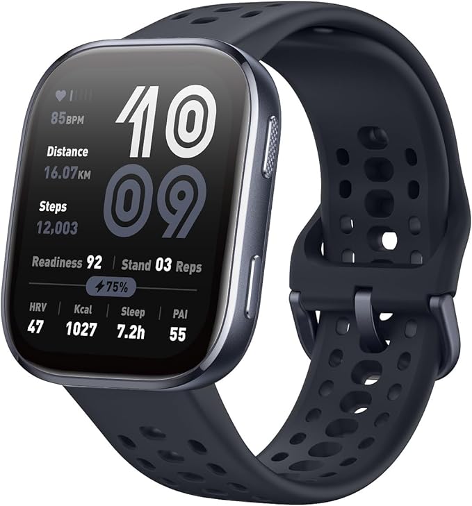 Amazfit Bip 6 Smart Watch 46mm, 14 Day Battery, 1.97" AMOLED Display, GPS & Free Maps, AI, Bluetooth Call & Text, Health, Fitness & Sleep Tracker, 140+ Workout Modes, 5 ATM Water-Resistance, Black
