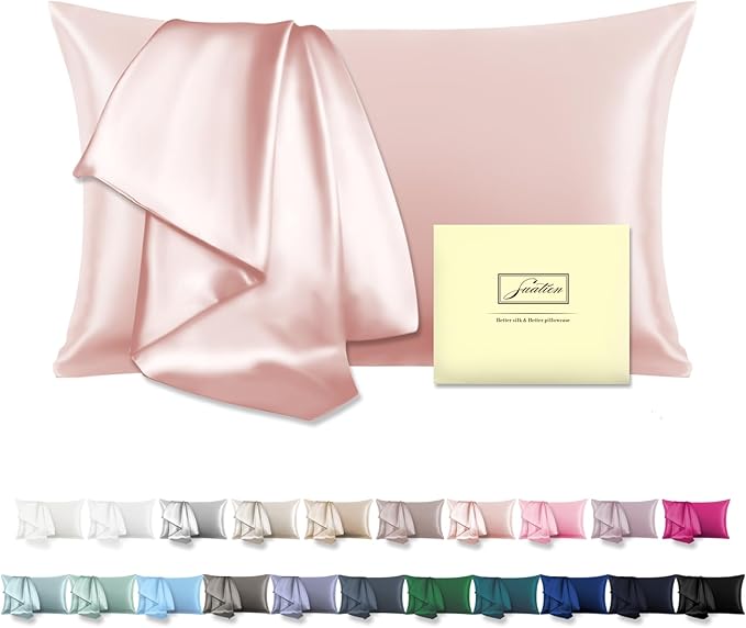 Mulberry Silk Pillowcase for Hair and Skin Pillow Case with Hidden Zipper Soft Breathable Smooth Cooling Silk Pillow Covers for Sleeping (Coral, King,1Pcs)