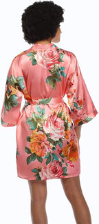 MissNina Women's Floral Satin Kimono Robes Short Silky Bridesmaid Robes Sleepwear