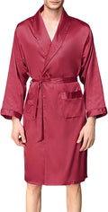 Mens Satin Robe,Silk Long Sleeve House Kimono Bathrobe,Soft Loungewear Dragon Robe