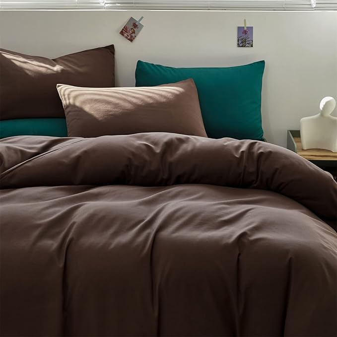 Luxlovery Brown Comforter Set Twin Chestnut Brown Bedding Comforter Set Chocolate Color Solid Soft Breathable Blanket Quilts Dark Color 3 Piece Bedding Set for Women Men Teens Adults