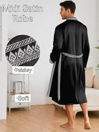 ChiaoLezhee Mens Satin Bath Robe with Shorts Set, Silk Paisley Kimono Lightweight, Soft Long Sleeve Sleepwear