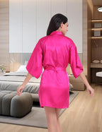 QXQTER Peony Floral Silky Satin Robe Wedding Bridal Party Bride Bridesmaid Robes for Women Dressing Gown Kimono Robe