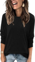 Magritta Women's Long Sleeve Leopard Color Block Tunic Comfy Crewneck T Shirt Tops Black XL