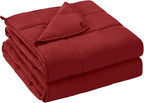 yescool Weighted Blanket for Adults (25 lbs, 60" x 80", Red) Cooling Heavy Blanket for Sleeping Perfect for 240-260 lbs, Queen Size Breathable Blanket with Premium Glass Bead, Machine Washable