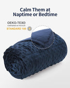 Mr. Sandman Weighted Lap Blanket 2LBS 20 x 30 Inches, Minky Dots Heavy Blanket with Glass Beads, Soft and Cooling for School and Home, Navy Blue
