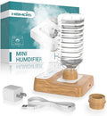 Travel Humidifier, Portable Humidifier for Plants, Bedroom, Office, Hotel or Car, 5000mAh Battery Operated Mini Cool Mist Humidifiers, Quiet 23dB, Auto-off, Night Light & BPA-Free, Wood Grain