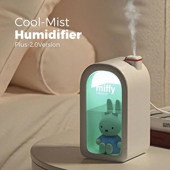 Mipow X Miffy Cool Mist Humidifier - Ultrasonic Quiet Humidifiers, Mini Cute Humidifier with Night Light, 380ml Humidifiers for Bedroom，App-Controlled RGB Light (2.0 Plus-Version) - Blue