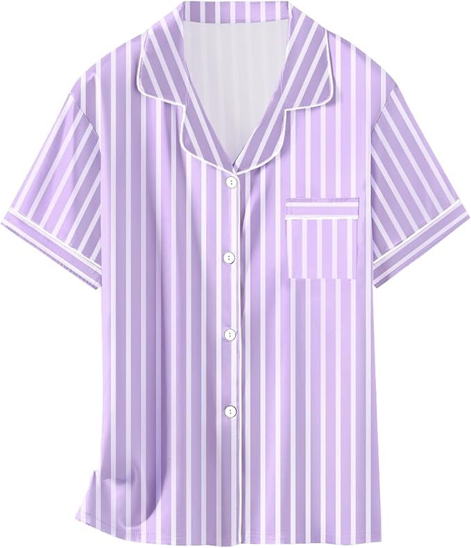 Girls & Womens Satin Pajamas Set, Silk Button-Down Sleepwear 2 Piece Nightwear, 3 Years - Women XXL