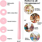 12 Pack 10 inch Pink Taper Candles, Unscented Dripless Candlestick Bulk for Home Dinner Wedding Romantic, Long-Lasting Burn Time of 7-8 Hours