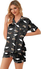 Girls & Womens Satin Pajamas Set, Silk Button-Down Sleepwear 2 Piece Nightwear, 3 Years - Women XXL