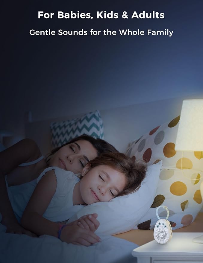 FOXFINE Portable Sound Machine, Travel White Noise Machine with 30 Soothing Sounds, Timer & Memory for Sleeping, Baby, Adults, Blue