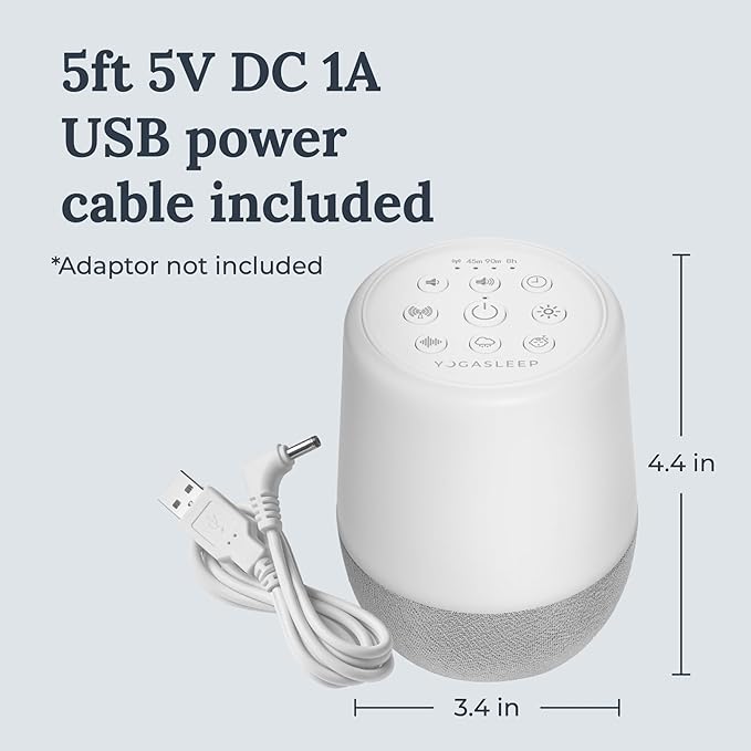Yogasleep Duet White Noise Sound Machine & Night Light, 30 Natural Sounds,Bluetooth-Wireless Speaker for Travel,Office Privacy,Concentration,Sleep Aid for Adults & Baby, Registry & Nursery Gift,White