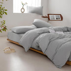 Luxlovery Silver Grey Full Size Comforter Set Full Light Grey Bedding Comforter Set Women Men Light Gray Bed Set Soft Breathable Cozy Silver Gray Bedding Set 3 Piece Comforter