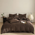 Luxlovery Brown Comforter Set Full Mocha Brown Bedding Comforter Set Chocolate Color Solid Blanket Quilts 3 Piece Chestnut Color Soft Cozy Breathable Bedding Set for Women Men