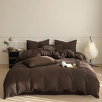 Luxlovery Brown Comforter Set Queen Mocha Brown Bedding Comforter Set Chocolate Color Solid Soft Breathable Blanket Quilts Chestnut Bedding Set for Women Men Queen