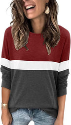 Magritta Women's Long Sleeve Leopard Color Block Tunic Comfy Crewneck T Shirt Tops Black XL