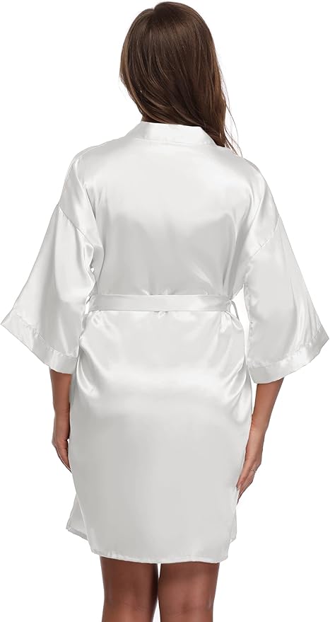 Women's Satin Short Robe Bridesmaid Bride Wedding Party Robes Silky Sleepwear Loungewear