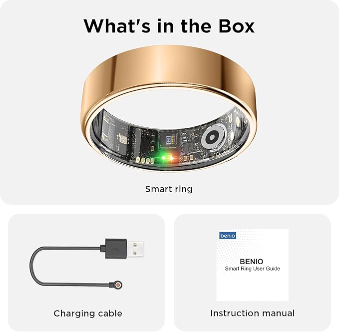 BENIO Gen 2 Smart Ring for Women & Men, Heart Rate,Fitness Tracker with Sleep，Step/Sleep/Blood Oxygen/Heart Rate Tracker, 5ATM Waterproof for iOS and Android,No Subscription, Xmas Gifts,Rose Gold 6