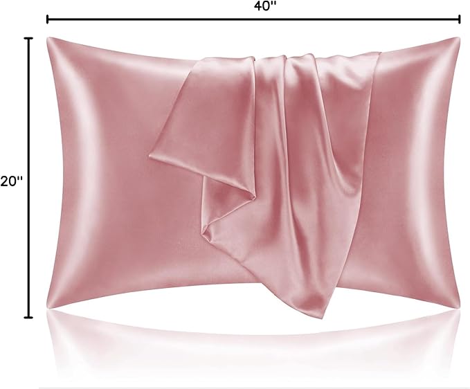 BEDELITE Satin Pillowcase for Hair and Skin, Super Soft and Cooling Similar to Silk Pillow Cases 2 Pack with Envelope Closure, Gift for Women Men(20"x40" King Size, Nostalgia)