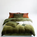 Luxlovery Green Gradient Velvet Comforter Full Fluffy Plush Flannel Bedding Set Full Men Women Army Green White Winter Warm Blanket Quilts Thick Abstract Modern Comforter Set